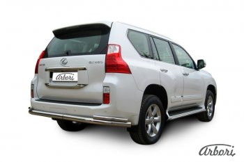 19 349 р. Защита заднего бампера Arbori (нержавейка, 2 трубы d76 и 42 mm). Lexus GX460 J150 дорестайлинг (2009-2013)  с доставкой в г. Кемерово. Увеличить фотографию 2