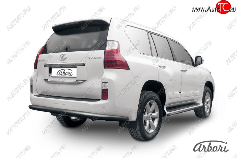 11 789 р. Защита заднего бампера Arbori (черная, 1 труба d76 mm). Lexus GX460 J150 дорестайлинг (2009-2013)  с доставкой в г. Кемерово