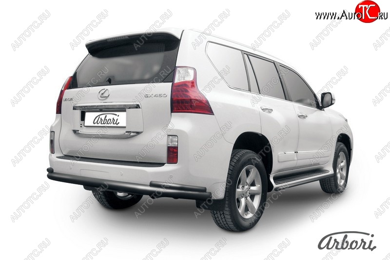 13 499 р. Защита заднего бампера Arbori (черная, 2 трубы d76 и 42 mm). Lexus GX460 J150 дорестайлинг (2009-2013)  с доставкой в г. Кемерово