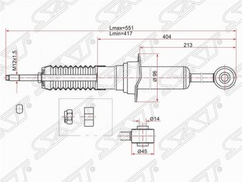 2 079 р. Амортизатор передний SAT (установка на левую или правую сторону)  Lexus GX470  J120 (2002-2007), Toyota Hilux Surf  N210 (2002-2005), Toyota Land Cruiser Prado  J120 (2002-2009)  с доставкой в г. Кемерово. Увеличить фотографию 1