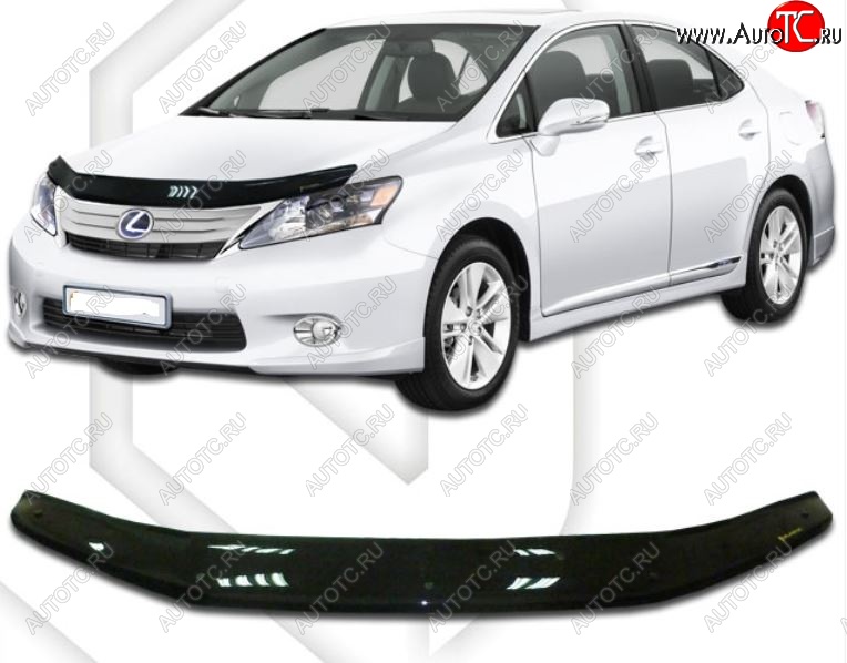 2 079 р. Дефлектор капота CA-Plastiс  Lexus HS250h  F10 (2009-2013) дорестайлинг (Classic черный, Без надписи)  с доставкой в г. Кемерово
