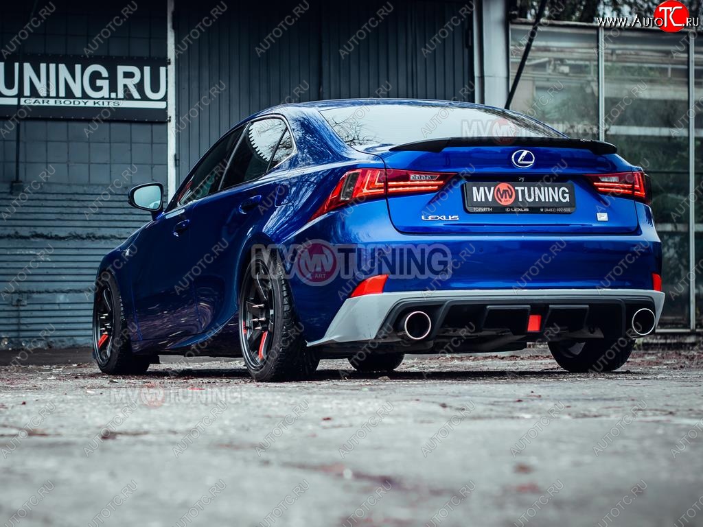 16 499 р. Диффузор заднего бампера MV tuning (со стоп сигналом и килями)  Lexus IS250  XE30 седан (2013-2016) дорестайлинг (Неокрашенный)  с доставкой в г. Кемерово