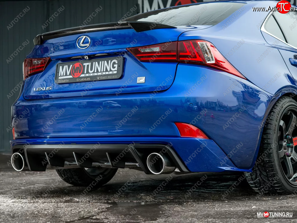 14 499 р. Диффузор заднего бампера var №1 (с килями) MV-Tuning  Lexus IS250  XE30 седан (2013-2016) дорестайлинг  с доставкой в г. Кемерово