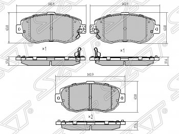 1 369 р. Колодки тормозные SAT (передние)  Lexus IS200 ( XE10 седан,  XE10) (1998-2005), Lexus IS300  XE10 седан (1998-2005), Lexus SC430  Z40 (2001-2006), Toyota Altezza (1998-2005), Toyota Aristo  S160 (1997-2001), Toyota Mark 2  X100 (1996-2000), Toyota Soarer  3 (1991-2001), Toyota Verossa (2001-2004)  с доставкой в г. Кемерово. Увеличить фотографию 1