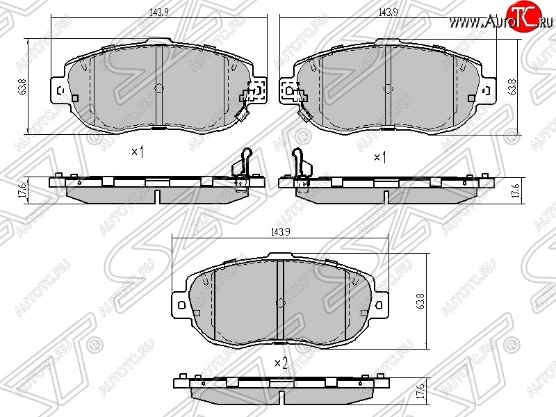 1 369 р. Колодки тормозные SAT (передние)  Lexus IS200 ( XE10 седан,  XE10) (1998-2005), Lexus IS300  XE10 седан (1998-2005), Lexus SC430  Z40 (2001-2006), Toyota Altezza (1998-2005), Toyota Aristo  S160 (1997-2001), Toyota Mark 2  X100 (1996-2000), Toyota Soarer  3 (1991-2001), Toyota Verossa (2001-2004)  с доставкой в г. Кемерово