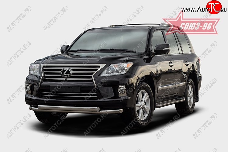1 169 р. Защита переднего бампера двойная Souz-96 (d76/75х42). Lexus LX570 J200 1-ый рестайлинг (2012-2015)  с доставкой в г. Кемерово