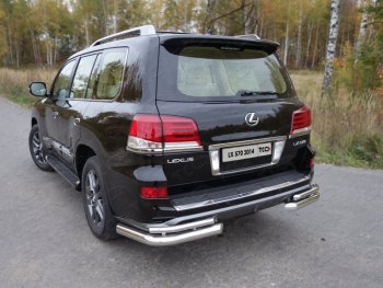 Защита заднего бампера (уголки двойные) Sport ТСС 76,1/42,4 мм Lexus LX570  J200 (2012-2015) 1-ый рестайлинг