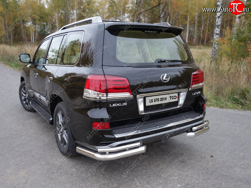 29 449 р. Защита заднего бампера (уголки двойные) Sport ТСС 76,1/42,4 мм  Lexus LX570  J200 (2012-2015) 1-ый рестайлинг  с доставкой в г. Кемерово