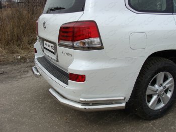Защита заднего бампера (уголки двойные) (кроме F-Sport) ТСС 76,1/42,4 мм Lexus LX570  J200 (2012-2015) 1-ый рестайлинг