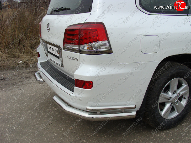 29 449 р. Защита заднего бампера (уголки двойные) (кроме F-Sport) ТСС 76,1/42,4 мм  Lexus LX570  J200 (2012-2015) 1-ый рестайлинг  с доставкой в г. Кемерово