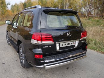 Защита заднего бампера (овальная) ТСС 75х42 мм Lexus LX570  J200 (2012-2015) 1-ый рестайлинг