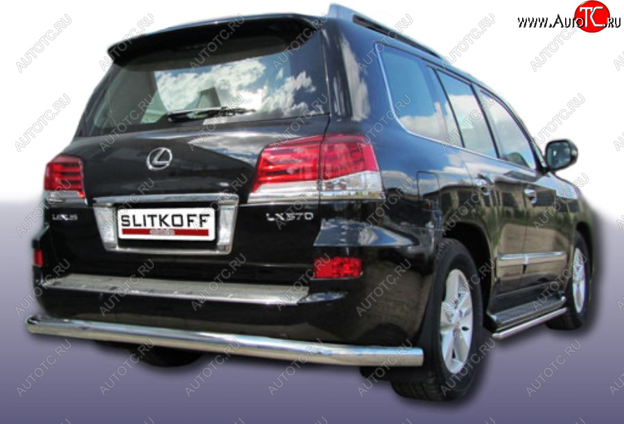 21 649 р. Защита заднего бампера Slitkoff (Ø 76 мм)  Lexus LX570  J200 (2012-2015) 1-ый рестайлинг (Нержавеющая сталь)  с доставкой в г. Кемерово