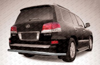 Защита заднего бампера Slitkoff (Ø 76, радиусная) Lexus LX570  J200 (2012-2015) 1-ый рестайлинг (Сталь с полимерным покрытием. Цвет: серебристый)