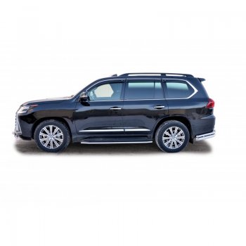 9 799 р. Защита порогов ТехноСфера (Техно Сфера) (Сталь с покрытием, d40 mm)  Lexus LX450d  J200 - LX570  J200 (цвет: Серебристый)  с доставкой в г. Кемерово. Увеличить фотографию 2