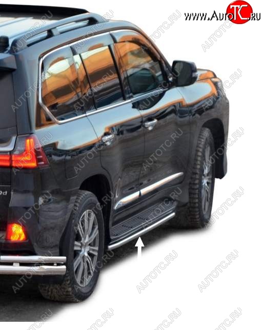 9 799 р. Защита порогов ТехноСфера (Техно Сфера) (Сталь с покрытием, d40 mm)  Lexus LX450d  J200 - LX570  J200 (цвет: Серебристый)  с доставкой в г. Кемерово