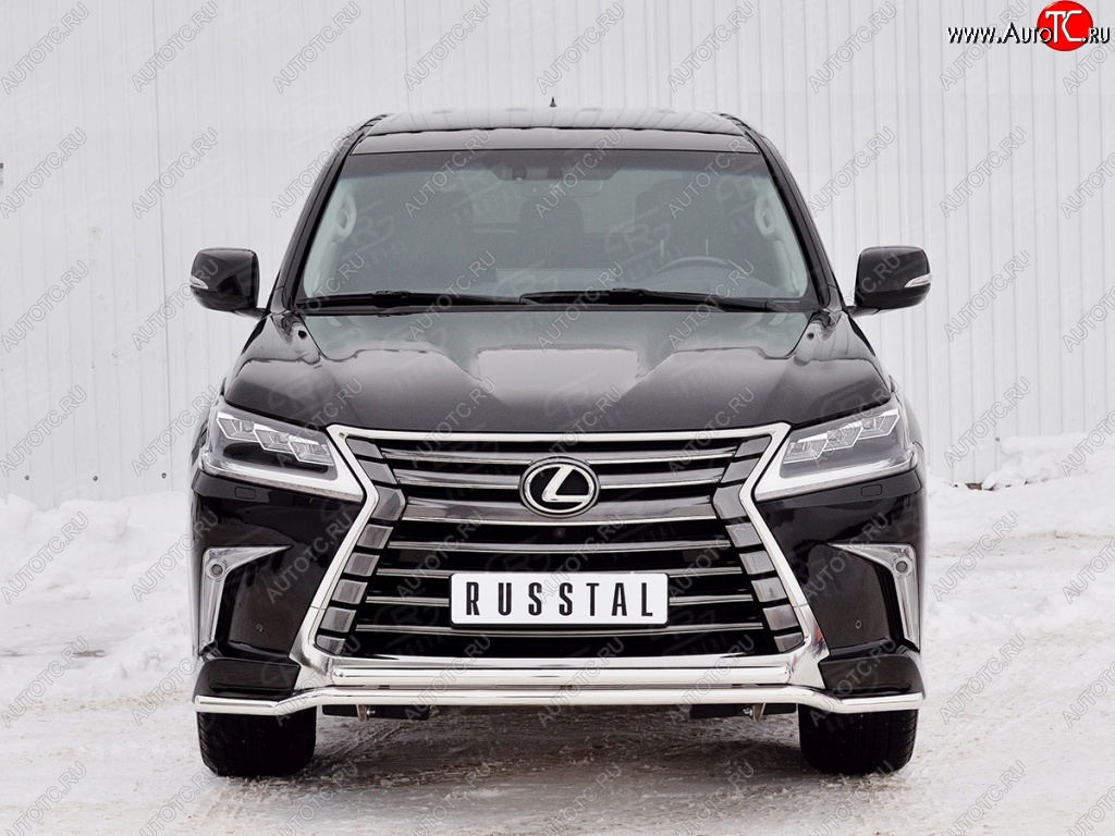 20 199 р. Защита переднего бампера (2 трубы Ø42 мм, нержавейка) Petroil Tuning  Lexus LX450d  J200 (2015-2022) 2-ой рестайлинг  с доставкой в г. Кемерово