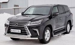 20 999 р. Защита переднего бампера (2 трубыØ63 и 42 мм, нержавейка) SLITKOFF Lexus LX450d J200 2-ой рестайлинг (2015-2022)  с доставкой в г. Кемерово. Увеличить фотографию 2