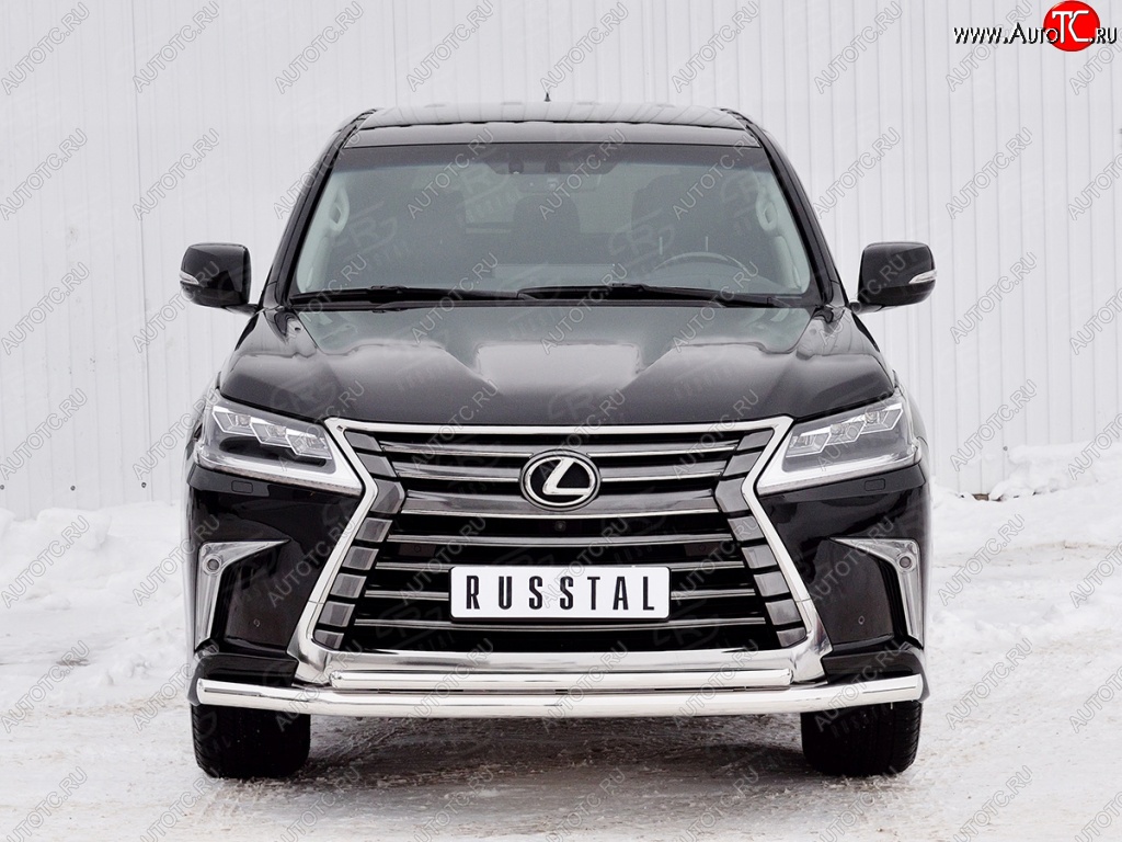 20 999 р. Защита переднего бампера (2 трубыØ63 и 42 мм, нержавейка) SLITKOFF Lexus LX450d J200 2-ой рестайлинг (2015-2022)  с доставкой в г. Кемерово