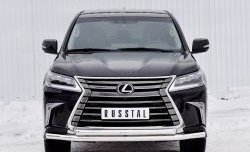 22 699 р. Защита переднего бампера (2 трубыØ63 мм, нержавейка) SLITKOFF  Lexus LX450d  J200 (2015-2022) 2-ой рестайлинг  с доставкой в г. Кемерово. Увеличить фотографию 1