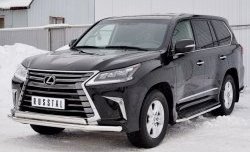 16 449 р. Защита переднего бампера (2 трубыØ63 и 75х42 мм, нержавейка) Russtal Lexus LX450d J200 2-ой рестайлинг (2015-2022)  с доставкой в г. Кемерово. Увеличить фотографию 2