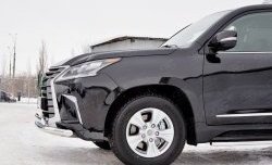 16 449 р. Защита переднего бампера (2 трубыØ63 и 75х42 мм, нержавейка) Russtal Lexus LX450d J200 2-ой рестайлинг (2015-2022)  с доставкой в г. Кемерово. Увеличить фотографию 3