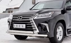 16 449 р. Защита переднего бампера (2 трубыØ63 и 75х42 мм, нержавейка) Russtal Lexus LX450d J200 2-ой рестайлинг (2015-2022)  с доставкой в г. Кемерово. Увеличить фотографию 4
