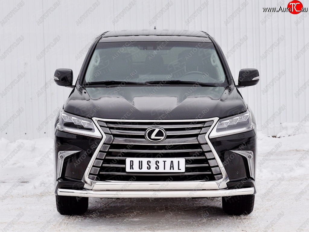 16 449 р. Защита переднего бампера (2 трубыØ63 и 75х42 мм, нержавейка) Russtal Lexus LX450d J200 2-ой рестайлинг (2015-2022)  с доставкой в г. Кемерово