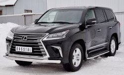 17 699 р. Защита переднего бампера (Ø76 мм, нержавейка) SLITKOFF  Lexus LX450d  J200 (2015-2022) 2-ой рестайлинг  с доставкой в г. Кемерово. Увеличить фотографию 2