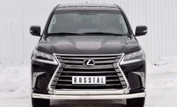 23 999 р. Защита переднего бампера (2 трубыØ76 и 63 мм, нержавейка) SLITKOFF  Lexus LX450d  J200 (2015-2022) 2-ой рестайлинг  с доставкой в г. Кемерово. Увеличить фотографию 1