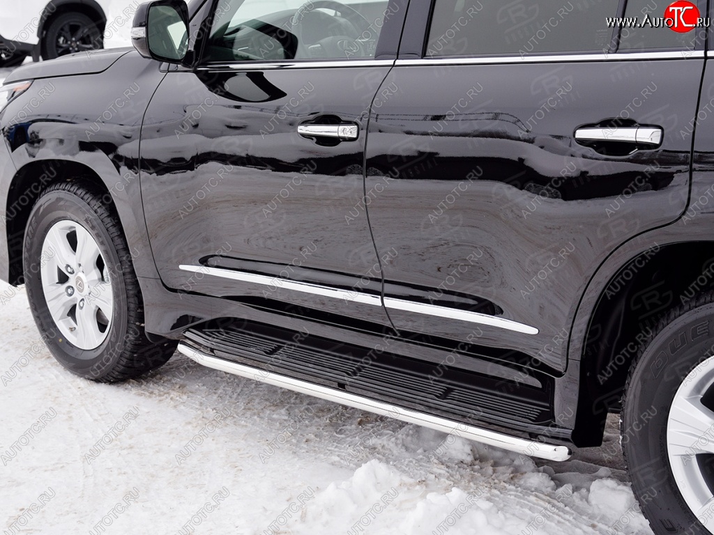 14 999 р. Защита порогов из круглой трубы диаметром 42 мм SLITKOFF Lexus LX450d J200 2-ой рестайлинг (2015-2022)  с доставкой в г. Кемерово