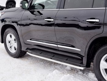 14 999 р. Защита порогов из круглой трубы диаметром 42 SLITKOFF v3 Lexus LX450d J200 2-ой рестайлинг (2015-2022)  с доставкой в г. Кемерово. Увеличить фотографию 2