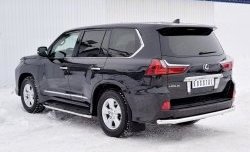 17 849 р. Защита заднего бампера (Ø63 мм, нержавейка, NOT F-SPORT/HERITAGE) SLITKOFF Lexus LX570 J200 2-ой рестайлинг (2015-2022)  с доставкой в г. Кемерово. Увеличить фотографию 2