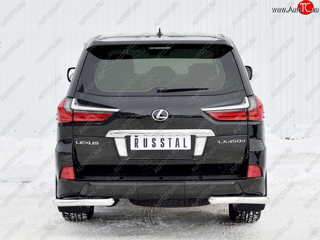 17 649 р. Защита заднего бампера (Ø63 мм уголки, нержавейка) SLITKOFF  Lexus LX450d  J200 (2015-2022) 2-ой рестайлинг  с доставкой в г. Кемерово
