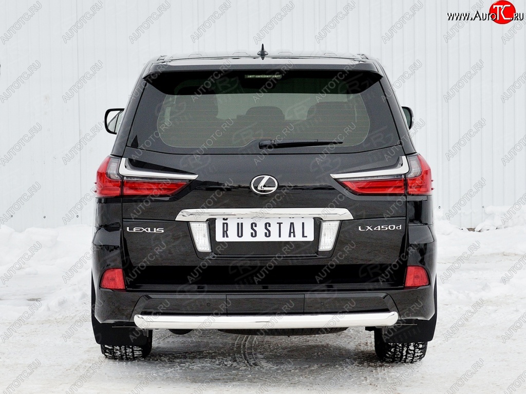 18 599 р. Защита заднего бампера (Ø76 мм, нержавейка, NOT F-SPORT/HERITAGE) SLITKOFF  Lexus LX450d  J200 - LX570  J200  с доставкой в г. Кемерово