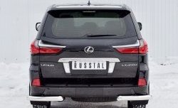 Защита заднего бампера (Ø76 мм уголки, нержавейка) SLITKOFF Lexus LX450d  J200 (2015-2022) 2-ой рестайлинг