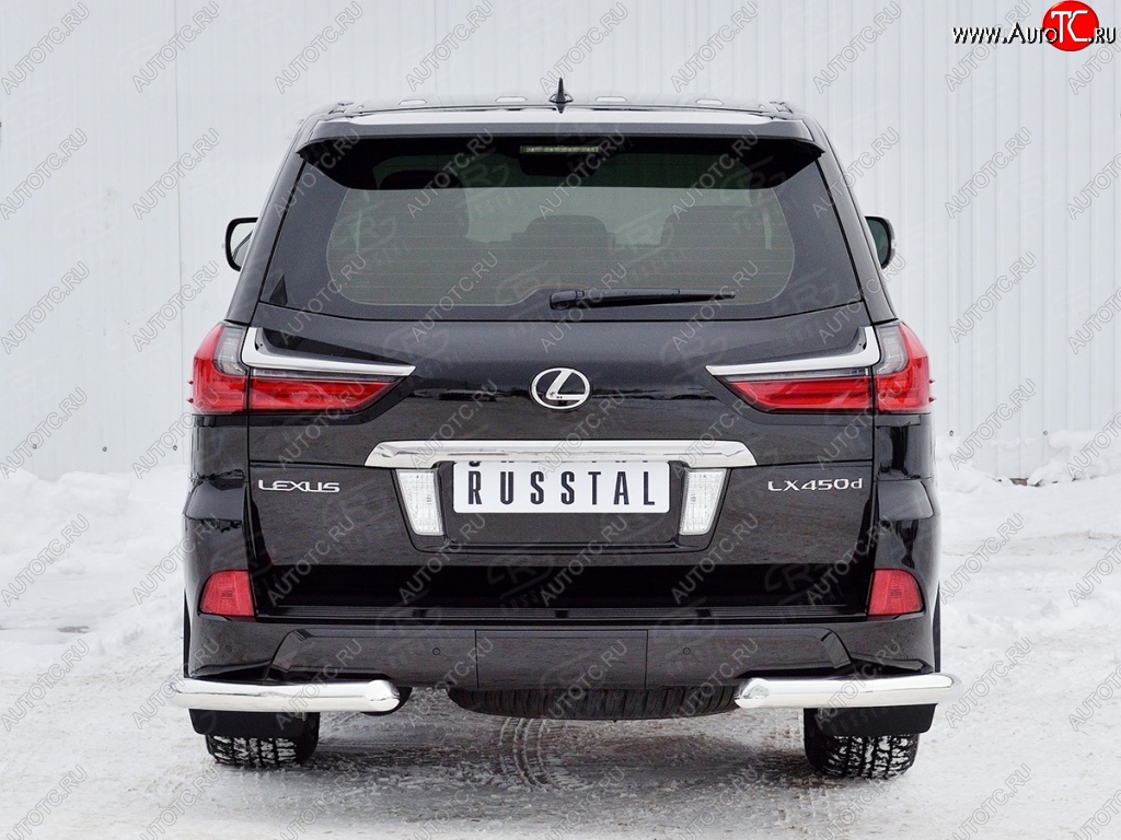 15 299 р. Защита заднего бампера (Ø76 мм уголки, нержавейка) SLITKOFF  Lexus LX450d  J200 (2015-2022) 2-ой рестайлинг  с доставкой в г. Кемерово