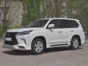 15 899 р. Защита переднего бампера (2 трубы Ø63 и 75х42 мм, нержавейка, TRD Superior) Russtal Lexus LX450d J200 2-ой рестайлинг (2015-2022)  с доставкой в г. Кемерово. Увеличить фотографию 4
