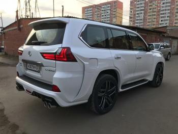 37 899 р. Юбка заднего бампера HEMMES Lexus LX450d J200 2-ой рестайлинг (2015-2022) (Неокрашенная)  с доставкой в г. Кемерово. Увеличить фотографию 3
