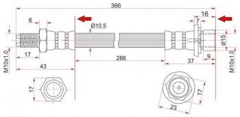 699 р. Тормозной шланг SAT (задний, промежуточный, пр-во Таиланд, №2)  Lexus LX470  J100 (1998-2002), Toyota Land Cruiser  100 (1998-2007)  с доставкой в г. Кемерово. Увеличить фотографию 1