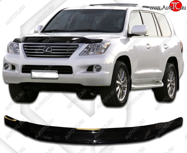 2 059 р. Дефлектор капота CA-Plastic  Lexus LX570  J200 (2007-2012) дорестайлинг (серия Classic черный, Без надписи)  с доставкой в г. Кемерово