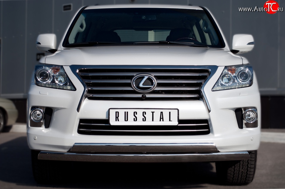 17 999 р. Защита переднего бампера (2 трубыØ75х42 мм, нержавейка) Russtal Lexus LX570 J200 дорестайлинг (2007-2012)  с доставкой в г. Кемерово