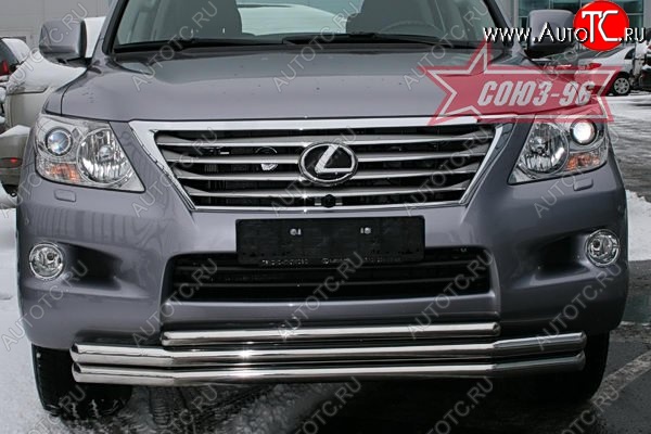 37 349 р. Защита переднего бампера тройная Souz-96 (d60/60/42).  Lexus LX570  J200 (2007-2012) дорестайлинг  с доставкой в г. Кемерово