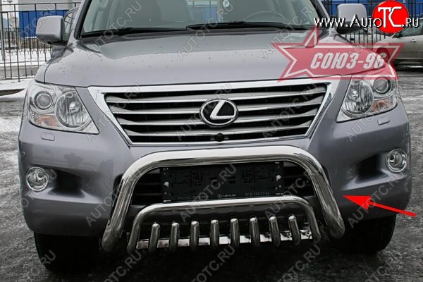 32 849 р. Защита переднего бампера Souz-96 (d76)  Lexus LX570  J200 (2007-2012) дорестайлинг  с доставкой в г. Кемерово