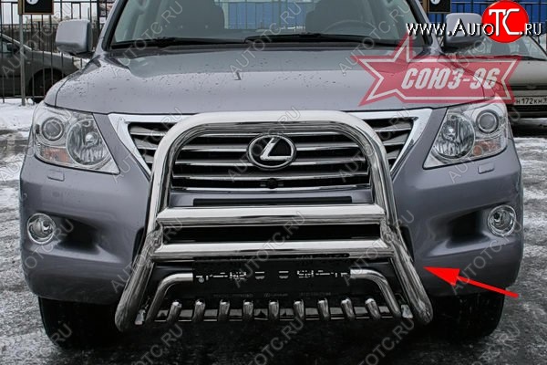 45 449 р. Защита переднего бампера Souz-96 (d76)  Lexus LX570  J200 (2007-2012) дорестайлинг  с доставкой в г. Кемерово