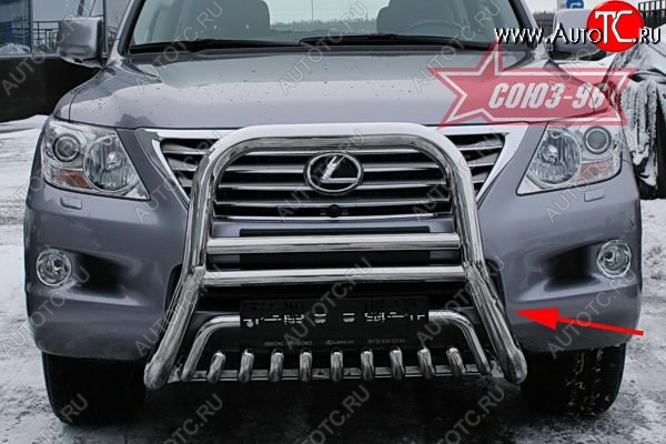 35 549 р. Защита переднего бампера Souz-96 (d76)  Lexus LX570  J200 (2007-2012) дорестайлинг  с доставкой в г. Кемерово