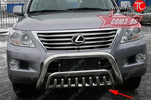 23 849 р. Защита переднего бампера нижняя Souz-96 Lexus LX570 J200 дорестайлинг (2007-2012)  с доставкой в г. Кемерово