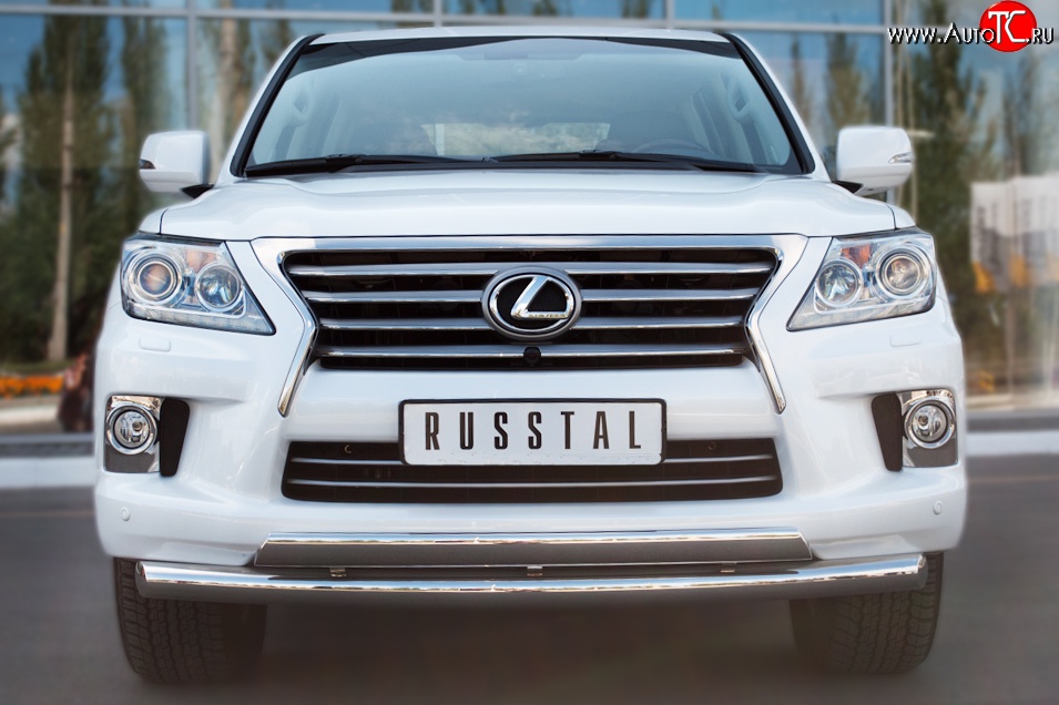 15 999 р. Защита переднего бампера (2 трубыØ76 и 63 мм, нержавейка) Russtal Lexus LX570 J200 дорестайлинг (2007-2012)  с доставкой в г. Кемерово