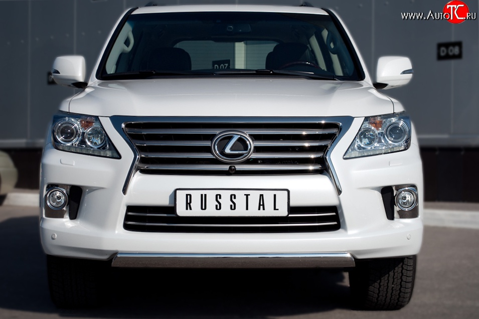 12 999 р. Защита переднего бампера Russtal из овальной трубы диаметром 75x42 мм Lexus LX570 J200 дорестайлинг (2007-2012)  с доставкой в г. Кемерово