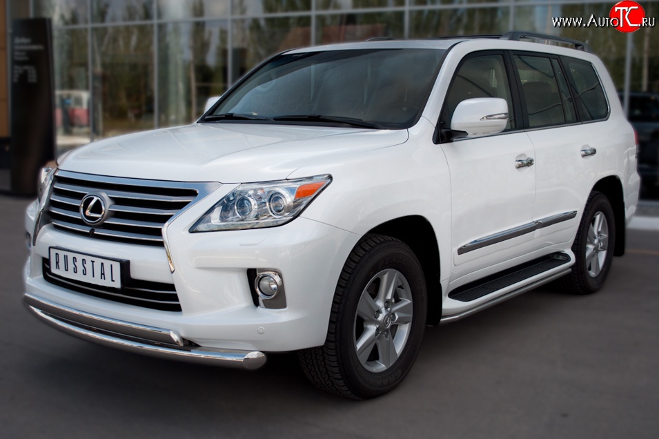 14 999 р. Защита порогов SLITKOFF из круглой трубы диаметром 42 мм (2012-н.в.) Lexus LX570 J200 дорестайлинг (2007-2012)  с доставкой в г. Кемерово