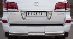 Защита заднего бампера (Ø76 и 42 мм, нержавейка) SLITKOFF Lexus LX570  J200 (2007-2012) дорестайлинг